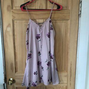 Floral Lace Up Shift Dress - Sz M - Pink/Purple Sundress from mimi chica